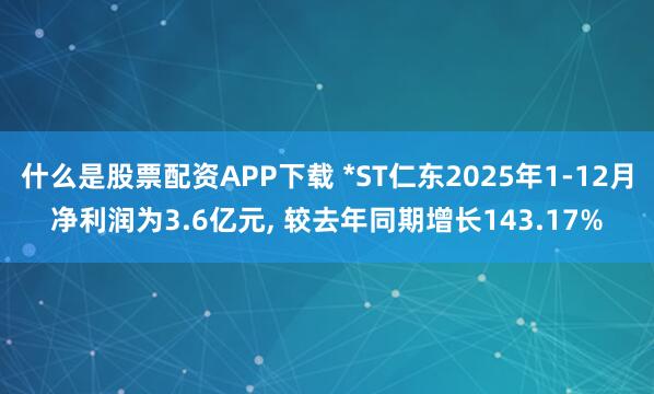 什么是股票配资APP下载 *ST仁东2025年1-12月净利润为3.6亿元, 较去年同期增长143.17%